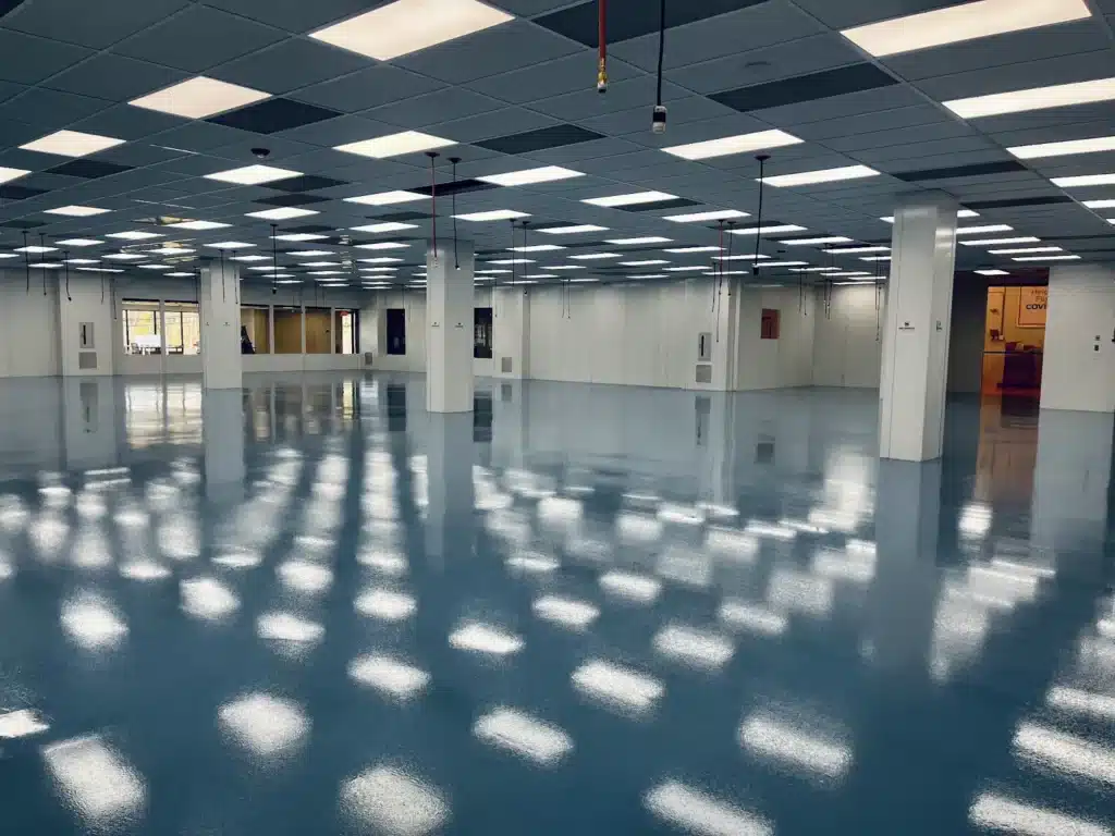 Decorative Quartz Flooring is used in many industrial and retain settings.