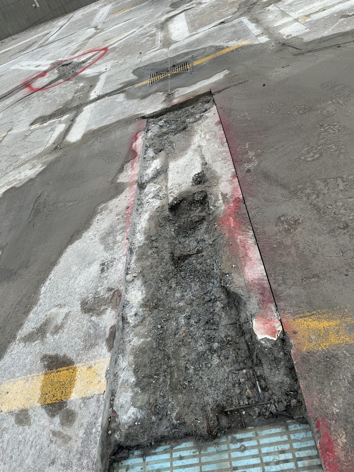 Concrete repair area on the Cape Cod Hospital parking deck