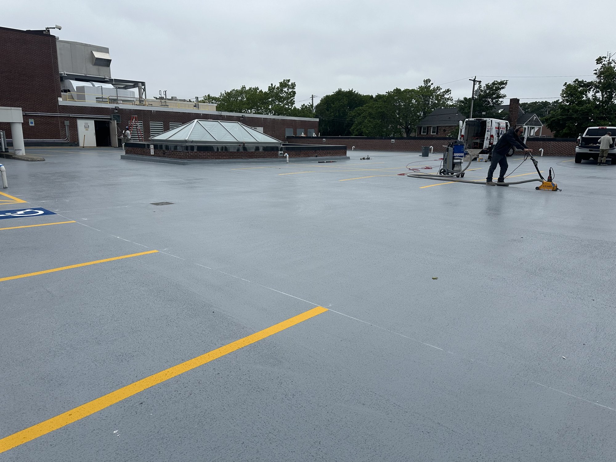 Cape Cod Hospital Parking Deck Case Study 10 Finished waterproofed parking deck with new striping at Cape Cod Hospital
