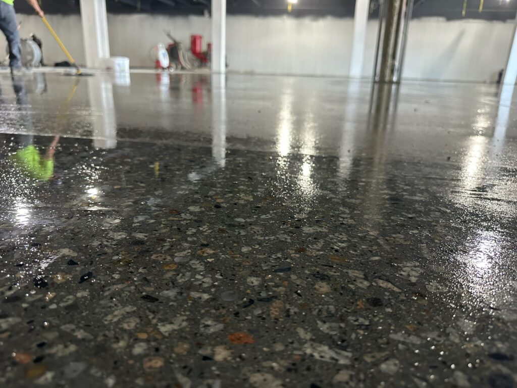 L.L. Bean Outlet, Framingham, MA: floor during polishing
