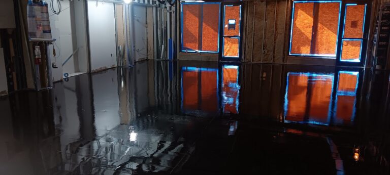Open room with a wet, freshly placed topping surface, FIXT Lab, Wellesley, MA