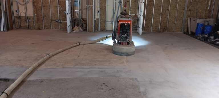 Grinder working across the Ardex K523 topping in an open room, FIXT Lab, Wellesley, MA